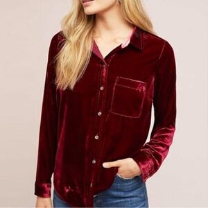 Maeve Velvet Karina Button Front Shirt
